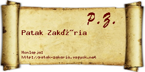 Patak Zakária névjegykártya